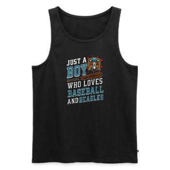Juste un garçon qui aime le baseball et les beagles - Débardeur bio Premium Homme - noir - Devant - Michal (187cm)
