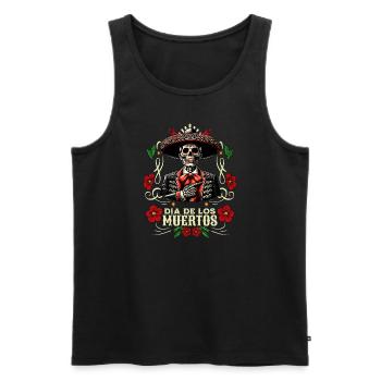 Dia de los Muertos Traditionnel Squelette Mariachi - Débardeur bio Premium Homme - noir - Devant - Michal (187cm)
