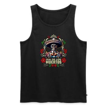 Dia de los Muertos Coloré - Débardeur bio Premium Homme - noir - Devant - AI Model Male 178 light (178cm)