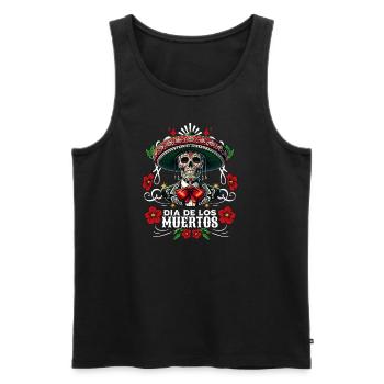 Dia de los Muertos Coloré - Débardeur bio Premium Homme - noir - Devant - Michal (187cm)