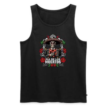 Dia de los Muertos Coloré - Débardeur bio Premium Homme - noir - Devant - Michal (187cm)