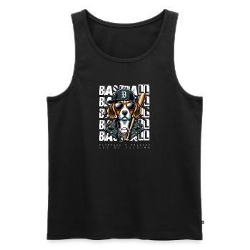 Fan de baseball, de beagles et d’Amérique - Débardeur bio Premium Homme - noir - Devant - Michal (187cm)
