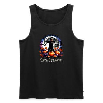 Scaredy Cat No Treats Just Halloween Tricks - Men's Premium Organic Tank Top - black - Front - AI Model Male 178 light (178cm)