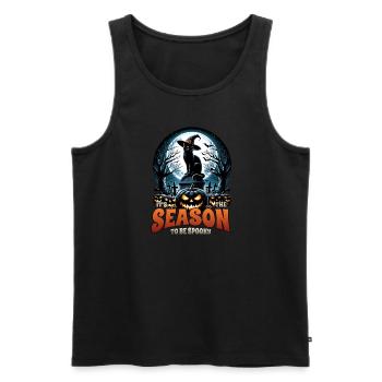 Scaredy Cat No Treats Just Halloween Tricks - Men's Premium Organic Tank Top - black - Front - AI Model Male 178 light (178cm)