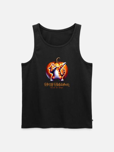 Joyeux Halloween, chat effrayé - Débardeur bio Premium Homme - noir
