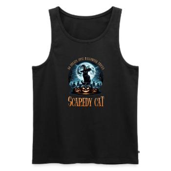 Happy Halloween, Scaredy Cat - Men's Premium Organic Tank Top - black - Front - AI Model Male 178 light (178cm)