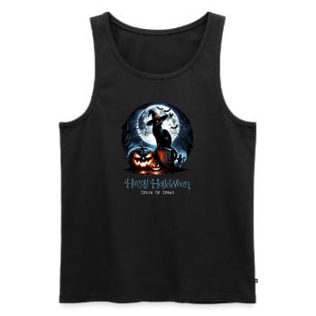 Happy Halloween, Scaredy Cat - Men's Premium Organic Tank Top - black - Front - AI Model Male 178 light (178cm)