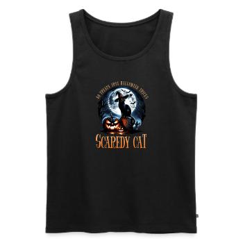 Happy Halloween, Scaredy Cat - Men's Premium Organic Tank Top - black - Front - AI Model Male 178 light (178cm)