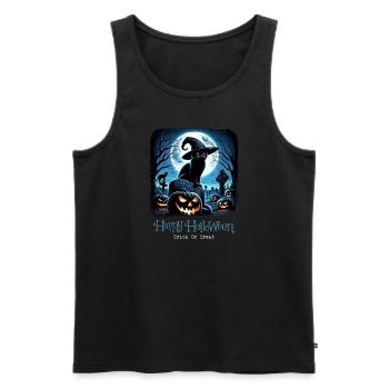 Happy Halloween, Scaredy Cat - Men's Premium Organic Tank Top - black - Front - AI Model Male 178 light (178cm)
