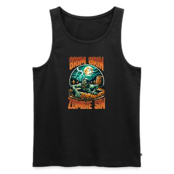 Grim Grin Zombie Sin Happy Halloween Fright - Men's Premium Organic Tank Top - black - Front - AI Model Male 178 light (178cm)