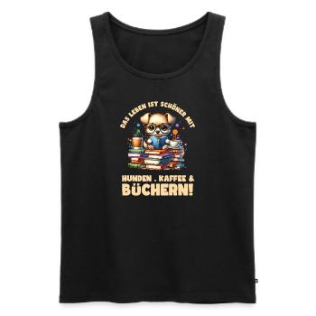 Lesen ist mein Hobby - Das Leben Ist Schöner Mit - Männer Premium Bio Tank Top - Schwarz - Vorne - AI Model Male 178 light (178cm)