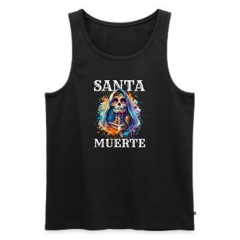 Santa Muerte pour le carnaval, Halloween et le Día de - Débardeur bio Premium Homme - noir - Devant - AI Model Male 178 light (178cm)
