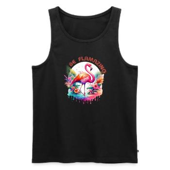 Kölle Alaaf Be Flamazing Flamingo Vibes - Männer Premium Bio Tank Top - Schwarz - Vorne - Michal (187cm)