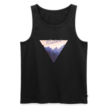 Nature, Mountains, Forest, Birds, Triangle - Men's Premium Organic Tank Top - black - Front - AI Model Male 178 light (178cm)