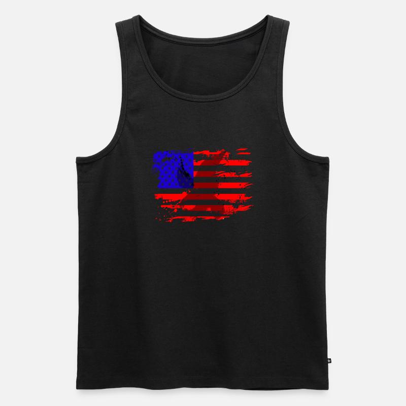 Drapeau us avec oiseau de proie aigle - Débardeur bio Premium Homme - noir