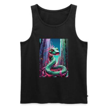serpent sur la ville - Débardeur bio Premium Homme - noir - Devant - AI Model Male 178 light (178cm)