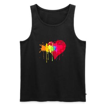 Big red heart with color platter - Men's Premium Organic Tank Top - black - Front - AI Model Male 178 light (178cm)