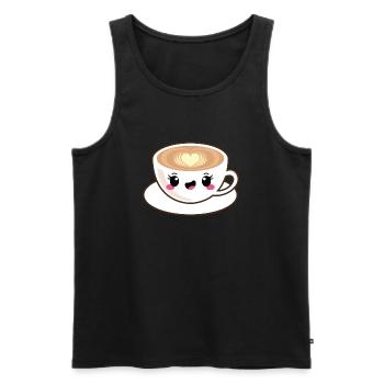 Kawaii cappuccino coffee - Men's Premium Organic Tank Top - black - Front - AI Model Male 178 light (178cm)