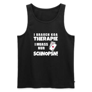 Lustiger Spruch Dialekt Österreichisch Schnapsen - Männer Premium Bio Tank Top - Schwarz - Vorne - AI Model Male 178 light (178cm)