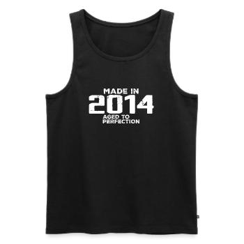 Jahrgang 2014 Retro Jubiläumsgeschenk 2014 - Männer Premium Bio Tank Top - Schwarz - Vorne - AI Model Male 178 light (178cm)