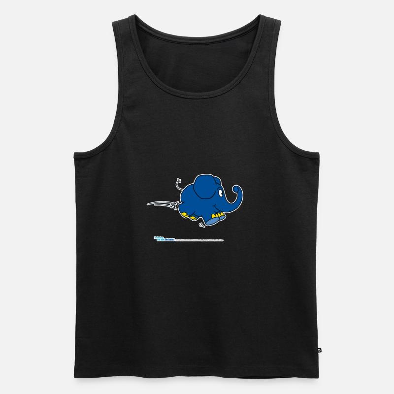 Der Elefant - hüpfend - Männer Premium Bio Tank Top - Schwarz