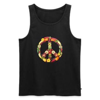 Peacezeichen Rosen - Männer Premium Bio Tank Top - Schwarz - Vorne - AI Model Male 178 light (178cm)