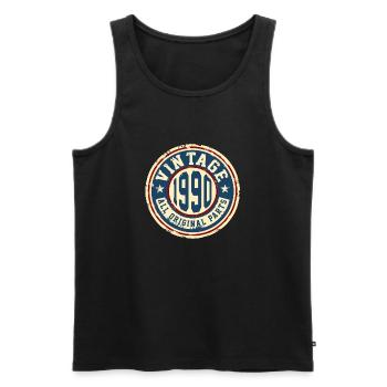 Vintage 1990 - Männer Premium Bio Tank Top - Schwarz - Vorne - Michal (187cm)