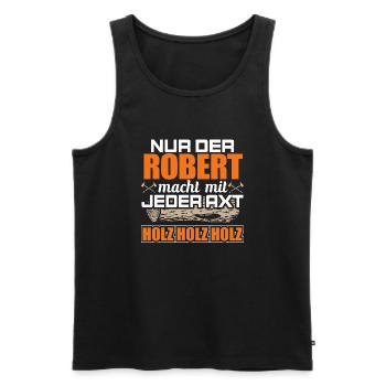 ROBERT - Holz - Männer Premium Bio Tank Top - Schwarz - Vorne - AI Model Male 178 light (178cm)