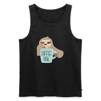 Faultier braucht Kaffee - Männer Premium Bio Tank Top - Schwarz - Vorne - Michal (187cm)