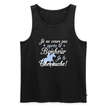 Cheval - le bonheur - Débardeur bio Premium Homme - noir - Devant - Michal (187cm)