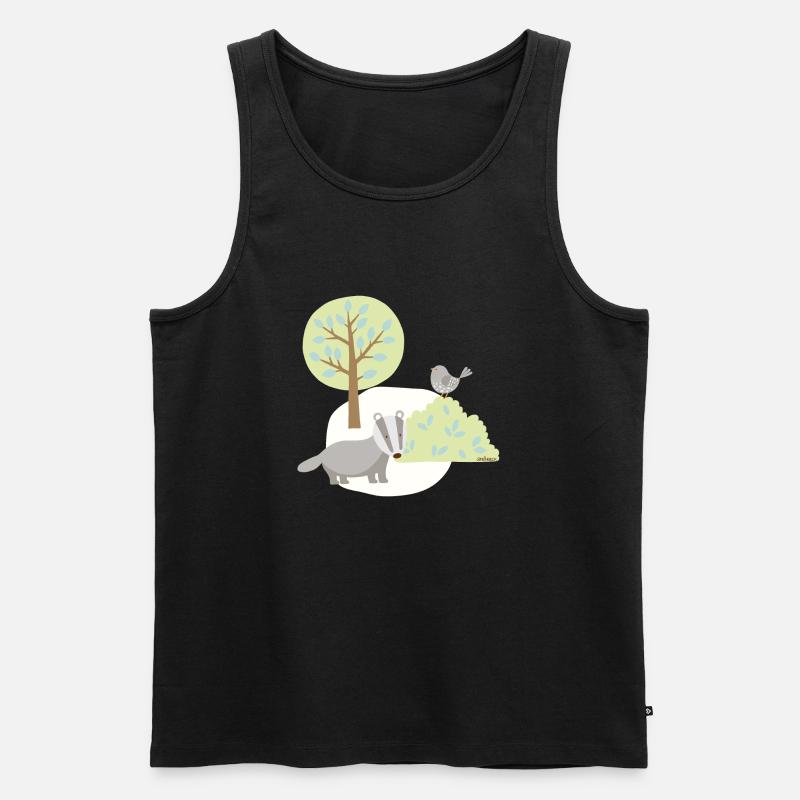Patch_Dachs - Männer Premium Bio Tank Top - Schwarz