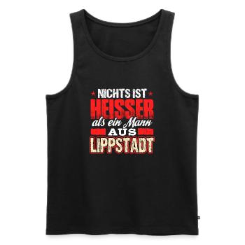 LIPPSTADT - heiss - Männer Premium Bio Tank Top - Schwarz - Vorne - AI Model Male 178 light (178cm)