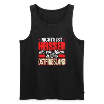 OSTFRIESLAND - heiss - Männer Premium Bio Tank Top - Schwarz - Vorne - AI Model Male 178 light (178cm)