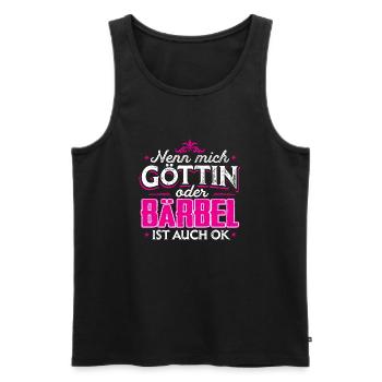 BÄRBEL - Göttin - Männer Premium Bio Tank Top - Schwarz - Vorne - Michal (187cm)