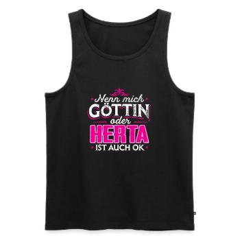 HERTA - Göttin - Männer Premium Bio Tank Top - Schwarz - Vorne - Michal (187cm)