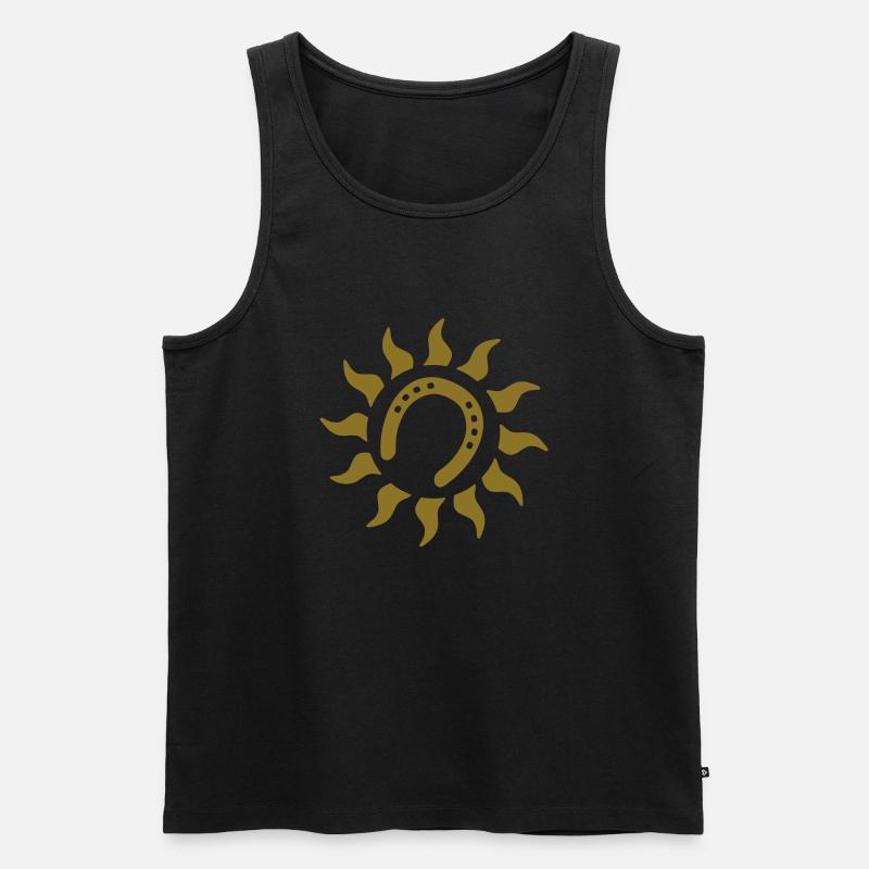 pferd Hufeisen Sonne - Männer Premium Bio Tank Top - Schwarz