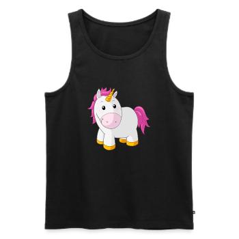 Pinkes glückliches Comic Einhorn - Männer Premium Bio Tank Top - Schwarz - Vorne - Michal (187cm)