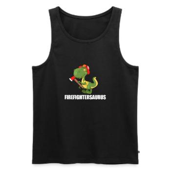 Feuerwehr Dinosaurier - Männer Premium Bio Tank Top - Schwarz - Vorne - AI Model Male 178 light (178cm)