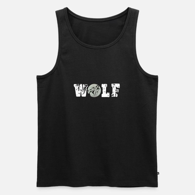 Wolf Mond moon - Männer Premium Bio Tank Top - Schwarz