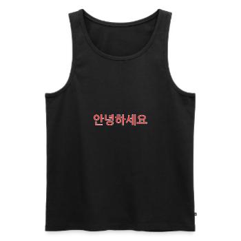 Hello in Korean - Korean language - Men's Premium Organic Tank Top - black - Front - AI Model Male 178 light (178cm)
