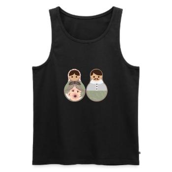 Russie Couple amoureux Matroschka poupées cadeau - Débardeur bio Premium Homme - noir - Devant - AI Model Male 178 light (178cm)