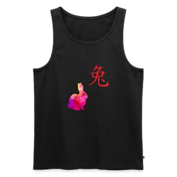 Chinese Zodiac Sign Rabbit - Gift Idea - Men's Premium Organic Tank Top - black - Front - AI Model Male 178 light (178cm)