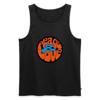 Peace Love Button_V1 - Débardeur bio Premium Homme - noir - Devant - AI Model Male 178 light (178cm)