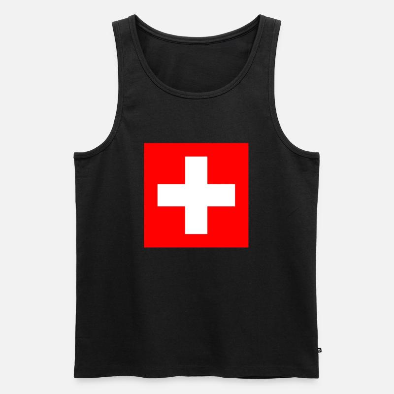 Schweiz/Scweizer/Flagge - Männer Premium Bio Tank Top - Schwarz