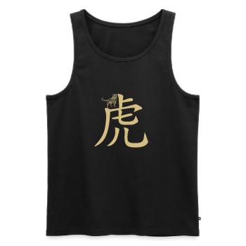 Tiger Zodiac Sign Gold China - Men's Premium Organic Tank Top - black - Front - Michal (187cm)