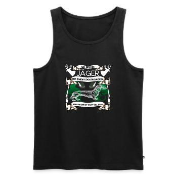 ICH BIN EIN JÄGER MIT EINEM COOLEN DACKEL - Männer Premium Bio Tank Top - Schwarz - Vorne - AI Model Male 178 light (178cm)