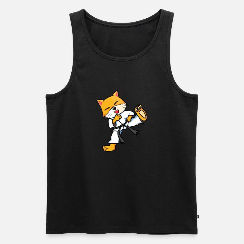 Karate Katze - Männer Premium Bio Tank Top - Schwarz