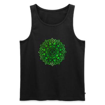 Mandala - Grün - Männer Premium Bio Tank Top - Schwarz - Vorne - Michal (187cm)