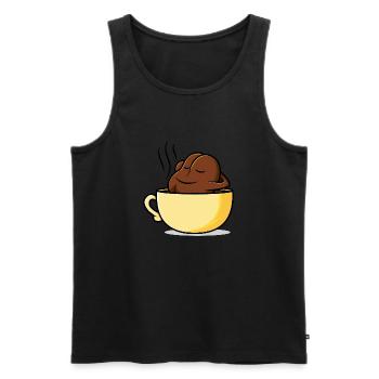 Kaffee in der Tasse oder Kaffeetasse? - Männer Premium Bio Tank Top - Schwarz - Vorne - Michal (187cm)