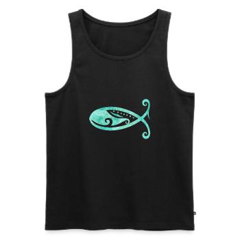 Maori Christian Fish Ocean Gift Idea - Men's Premium Organic Tank Top - black - Front - Michal (187cm)